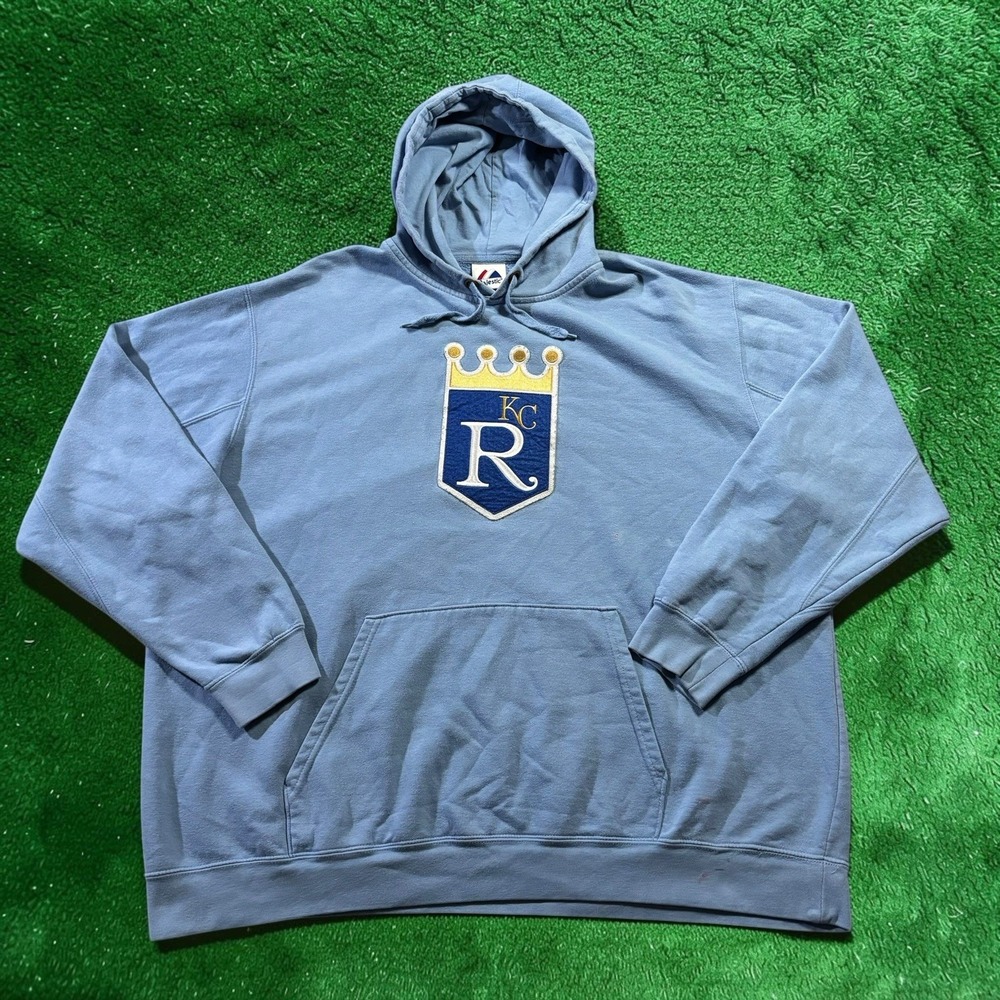 Vintage Majestic MLB Kansas City Royals Cooperstown Hoodie Blue Men's XL XXL